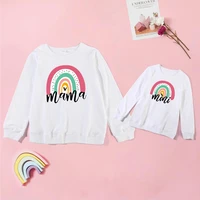 rainbow mother daughter matching sweatshirts family set autumn mom baby mommy and me sweaters clothes women girls cotton tops