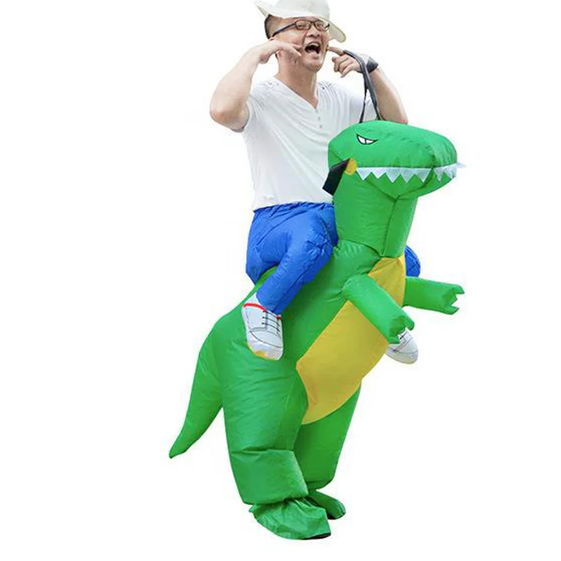 Надувная игрушка Хэллоуин Одежда для косплея зеленый динозавр взрослый костюм