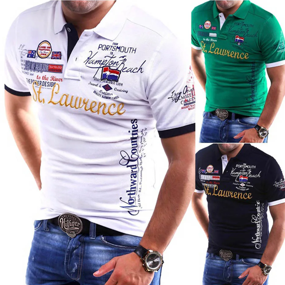 

ZOGAA Brand polo shirt men 2020 Short-sleeved Casual Turn-down Collar Cotton Men Tops Letter Printed Slim Fit Men Shirts Polo