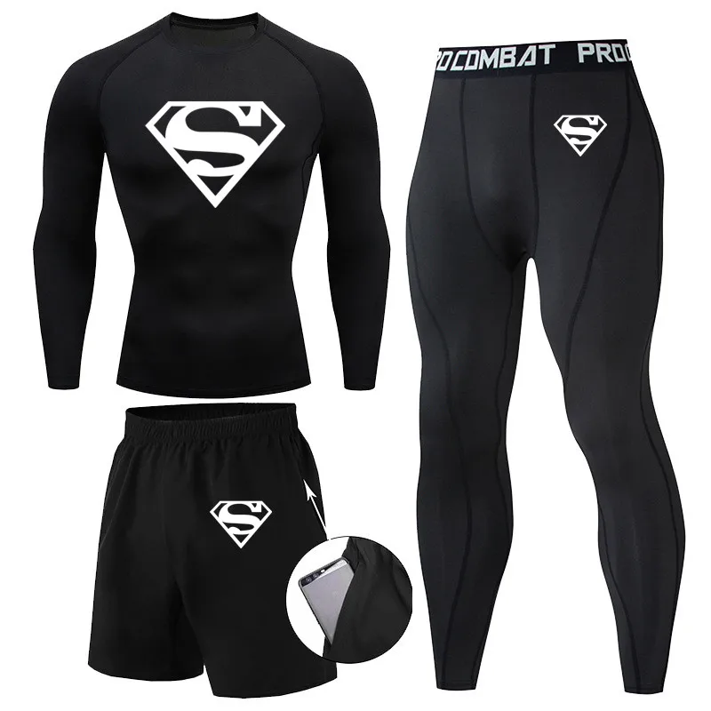 

Compression Kal-El MMA Rashguard Men's Jiu Jitsu t Shirt+Pants Muay Thai Shorts Clark Kent Gym Bjj Boxing 3pcs/Sets Clothing