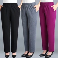 middle aged women trousers casual loose elastic high waist mother pants warm female spring autumn mom pants pantalon femme