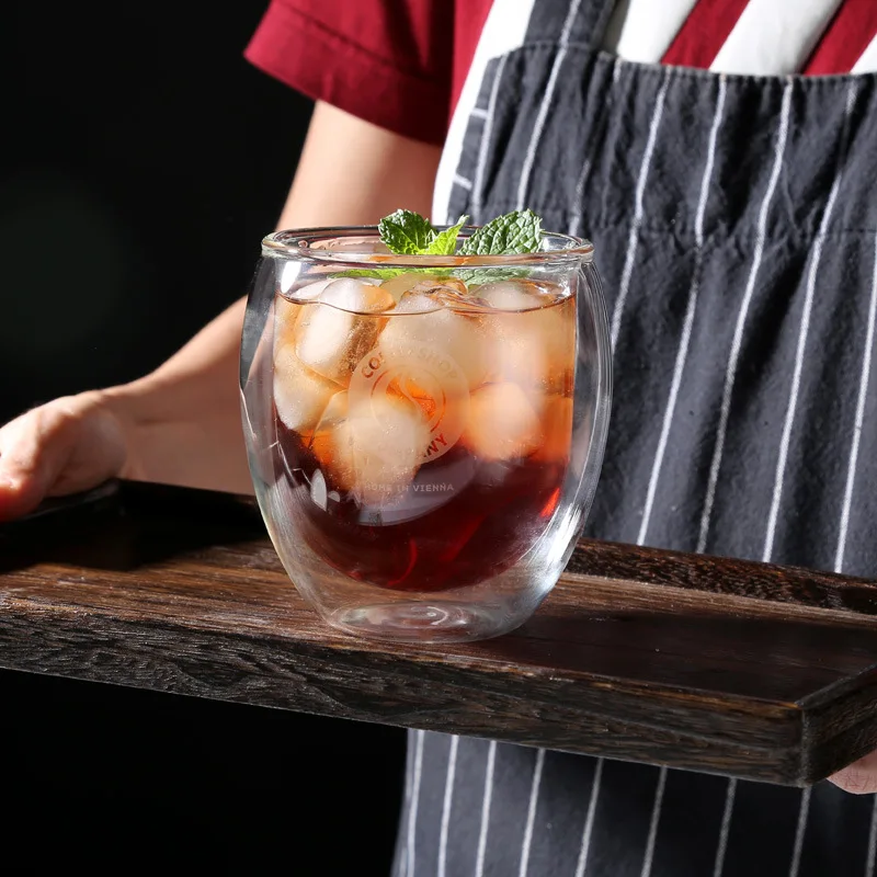 400ml Double-layer Water Glass Cup Coffee Transparent Glasses Home Milk Round Juice Heat Resistant | Дом и сад
