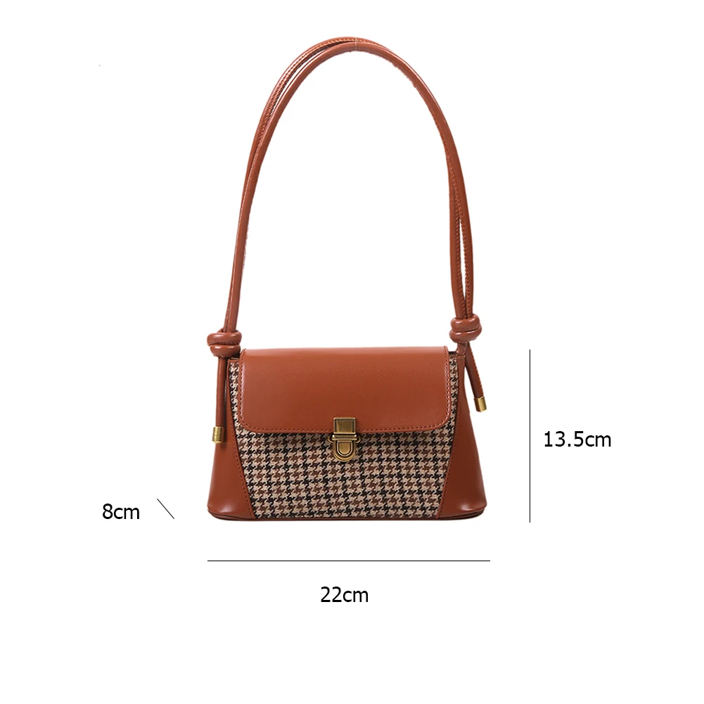 

Color Splicing Houndstooth Pattern Shoulder Bags PU Women Designer Messenger Handbags Elegant Ladies Casual Crossbody Pouch 2021