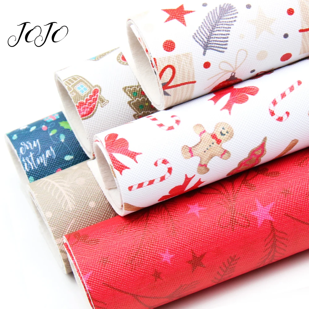 

JOJO BOWS 22*30cm 6pcs Christmas Decoration Synthetic Leather Fabric Sheets For DIY Craft Supplies Handmade Hair Bows Materials