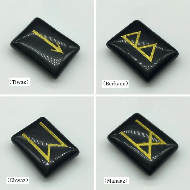 

25Pcs Black Obsidian Rune Stones Set with Engraved Elder Futhark Alphabet Crystal Meditation Divination Art Witchcraft