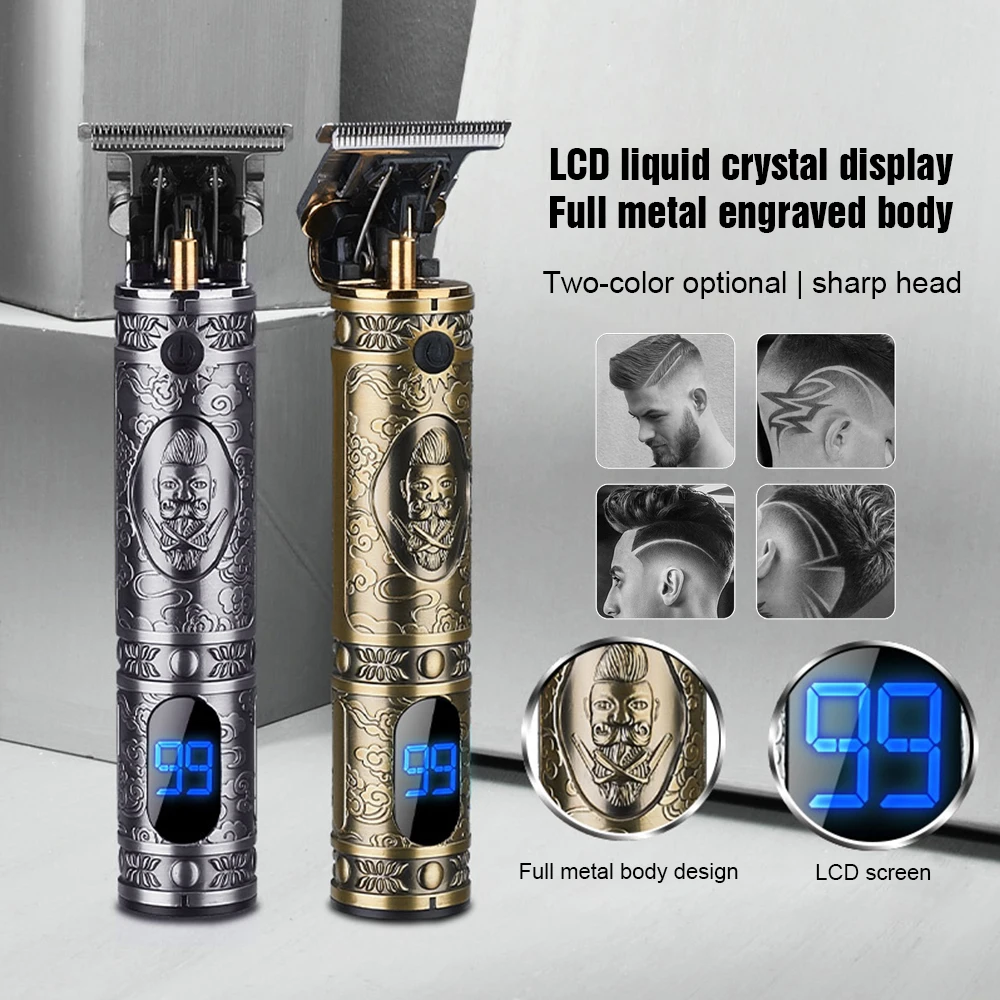 

USB Rechargeable Hair Clipper Electric Hair Trimmer Cordless Shaver Trimmer LCD Display Men Barber Hair Cutter Machine Home Use
