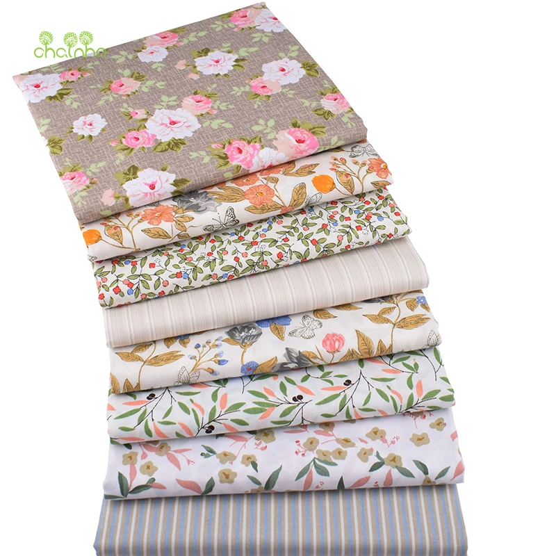 Серия светло коричневых цветов Chainho саржевая хлопчатобумажная ткань с принтом