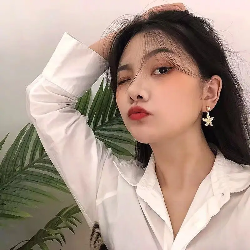 Корейские жемчужные серьги модная индивидуальность с кристаллами Морская