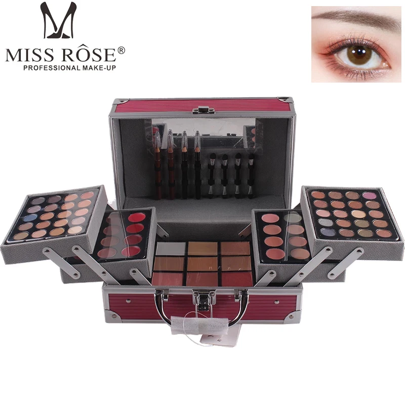 

MISS ROSE Professional Makeup Set Aluminum Box Matte Eyeshadows Blush Contour Powder Palette For Artist Cosmetics Gift Kit TSLM1