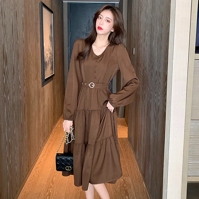 Платье с длинным рукавом облегающая юбка тонкой талией | Женская одежда