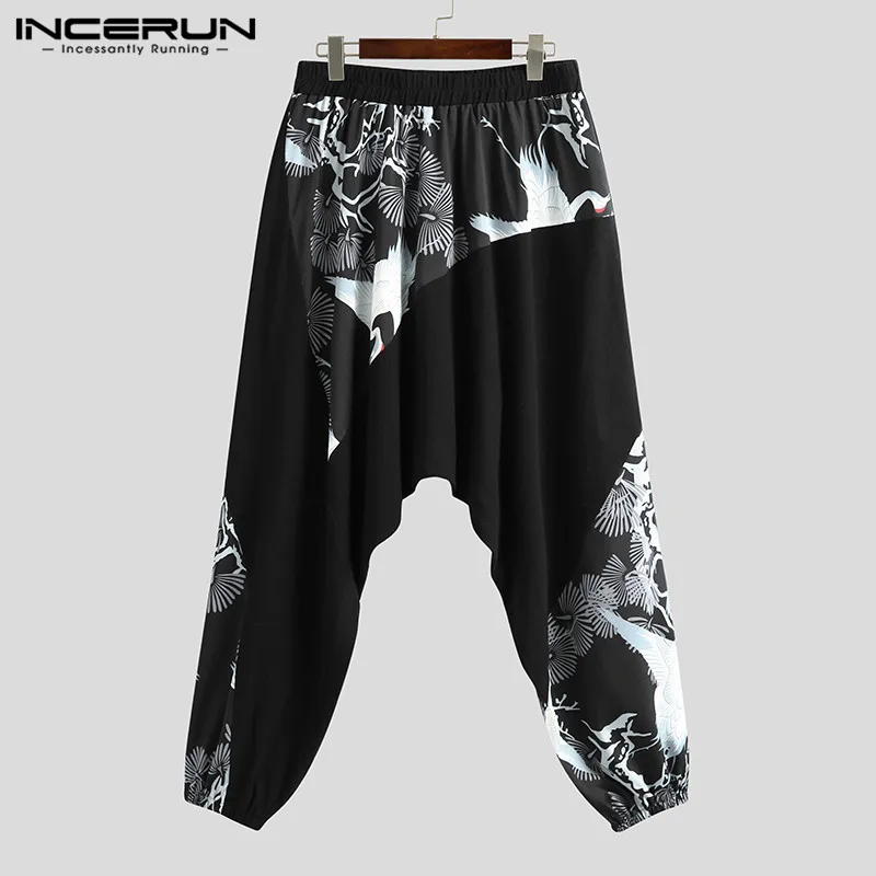 Брюки INCERUN мужские с заниженной мотней Модные шаровары в стиле пэчворк