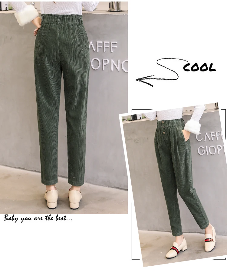 Women Corduroy Pants Vintage Casual Warm Woman Corduroy Trousers Loose Harem Pant S-5XLPlus Size Autumn Winter New Fashion