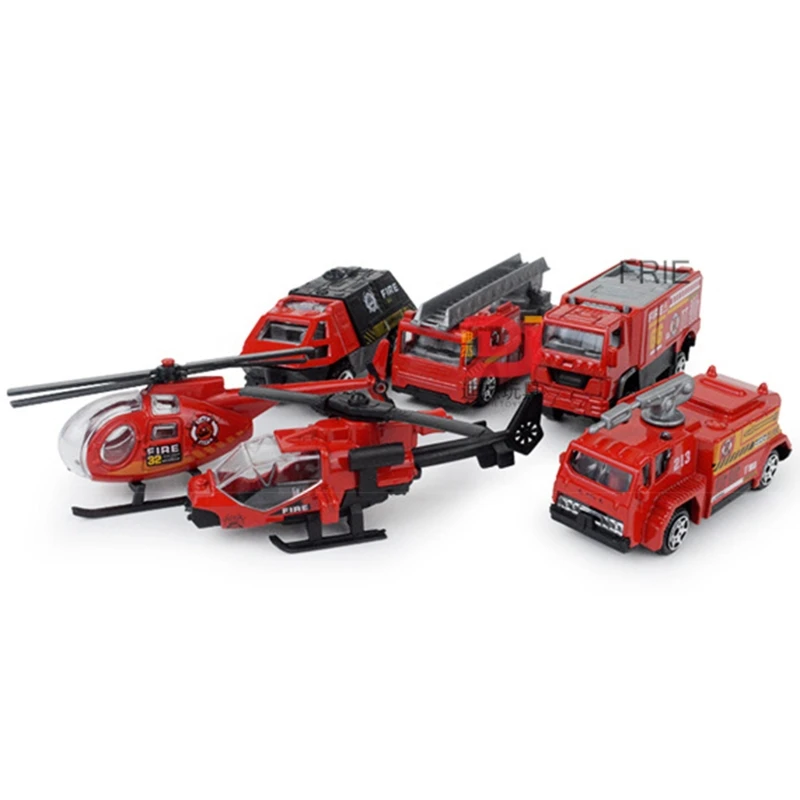 

6pcs/set 1:87 Scale Mini Fire Fighting Military Helicopter SWAT Vehicle BX0D