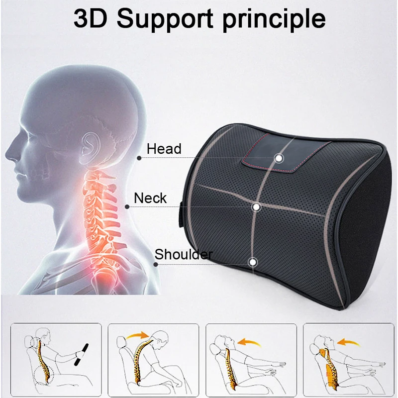 Автомобильная подушка для шеи из натуральной кожи с памятью хлопковый