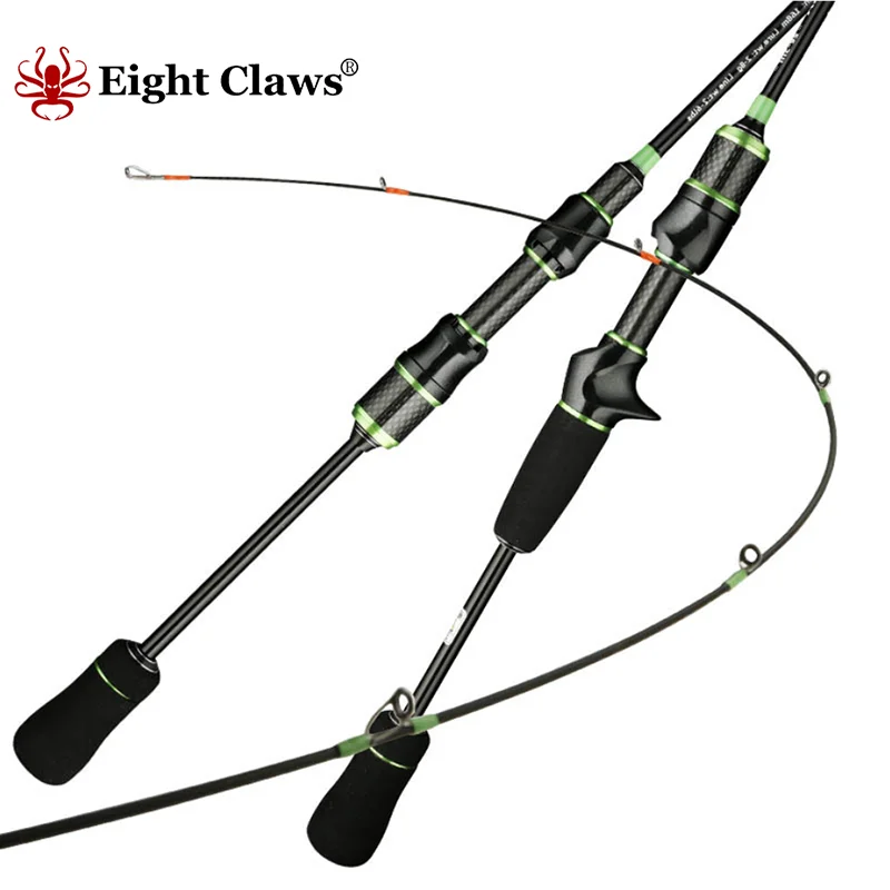 EIGHT CLAWS Ultralight Carbon Lure Rod 1.68 1.8 UL Solid Tip Stream Trout Bass Rod Lightweight Casting Spinning Fishing Rod