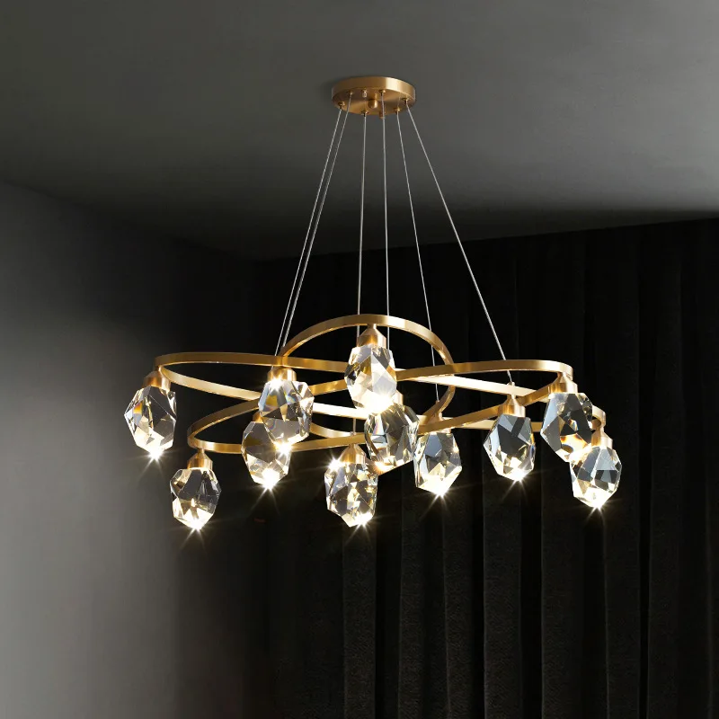 

Modern crystal chandeliers living room luxury crystal lampshade bedroom led ceiling lamp copper kitchen fixture crystal lighting