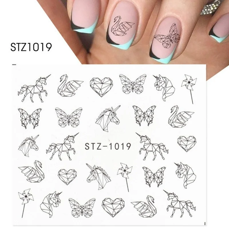 

Hot Sale New Style Nail Art Watermark Sticker European and American Black Line Face Abstract Line Nail Art Decal DIY Nail Art
