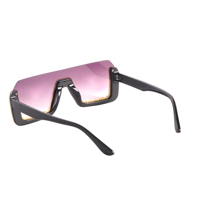Diamond Semi-Rimless Square Sunglasses Women Rhinestone Retro Gradient Sun Glasses Vintage Oversized Feminino Eyeglasses UV400