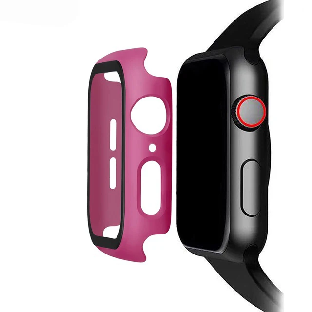 Rose Red Закаленное стекло для Apple Watch 44 мм 38 мм 42 мм 40 мм серия 4 3 2 1 полное покрытие изогнутые края рамка Защита экрана для i Watch - Цвет: Rose Red