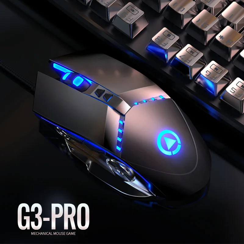 Оптическая Бесшумная компьютерная мышь Hongsund 7 кнопок 3200DPI RGB подсветильник ка |