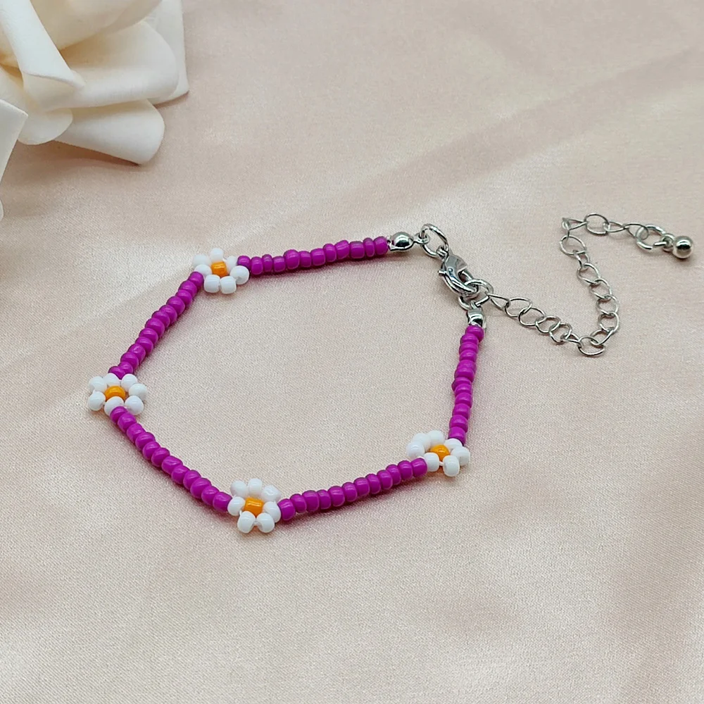 Корейский браслет Wgoud с бусинами маргаритками и цветами новый милый богемный