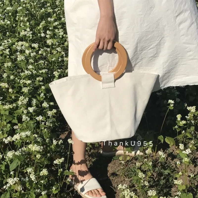 

Женская Винтажная сумочка с деревянными ручками, роскошная дизайнерская сумка-тоут в простом стиле, лето 2020