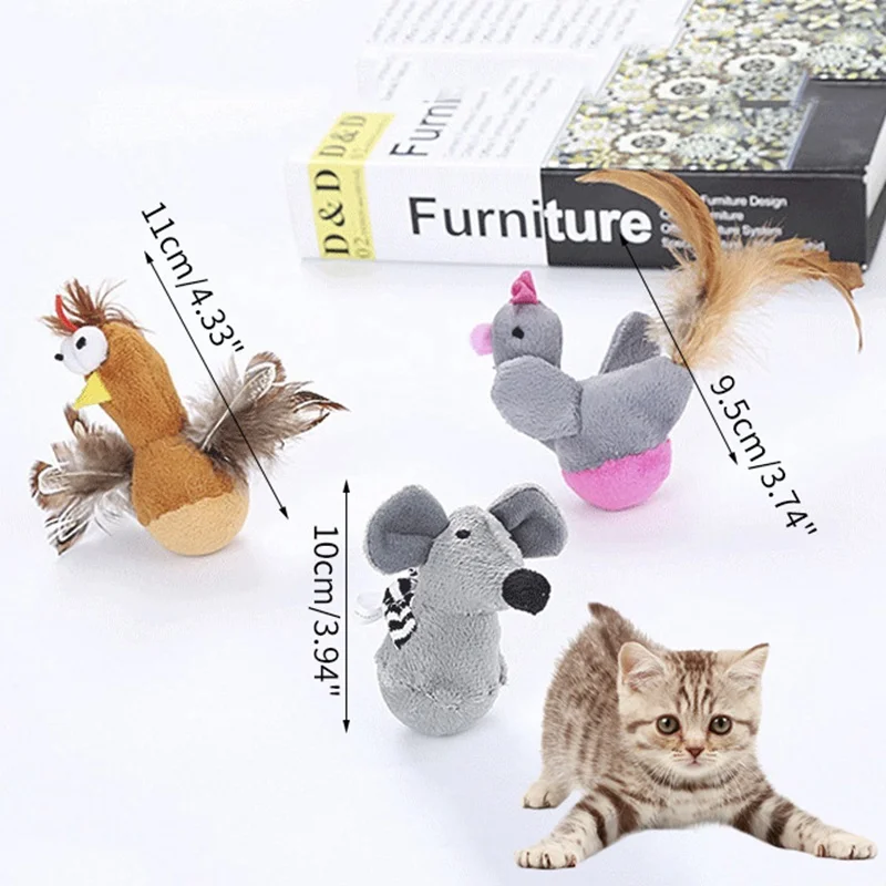 Новейшая забавная игрушка для кошек с изображением каттена плюшевая цыпленка