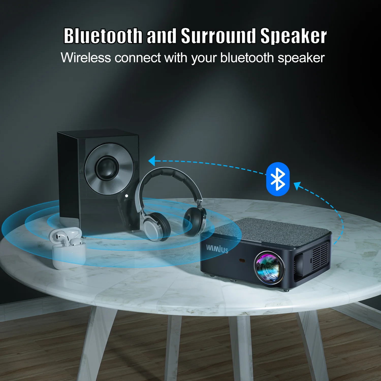 Проектор WiMiUS 4K новейший K1 оригинальный 1080P Bluetooth Wi-Fi передатчик ± 50 ° зум 10 Вт