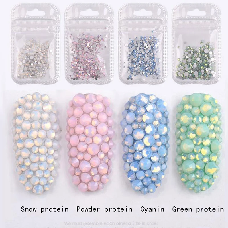 

Multi Size Rhinestones Nail Art Crystal Glass Gems Flat Bottom Opal Nail