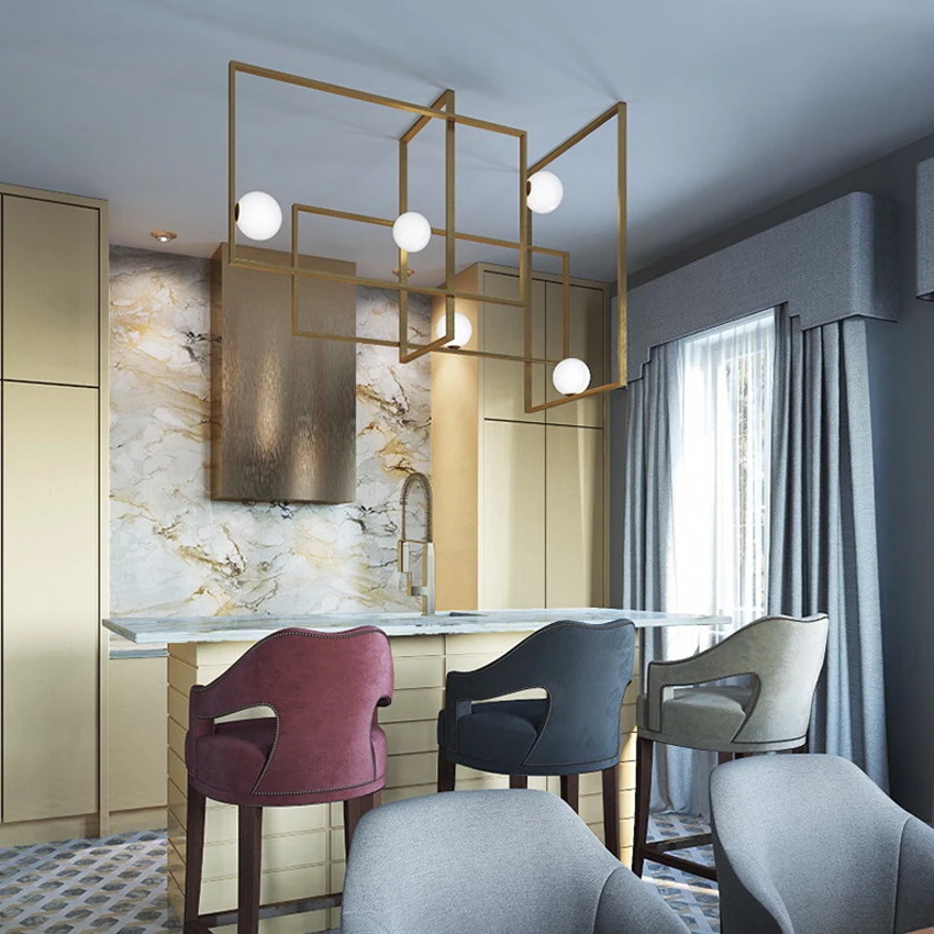 Скандинавская прямоугольная стеклянная люстра Современные Геометрические