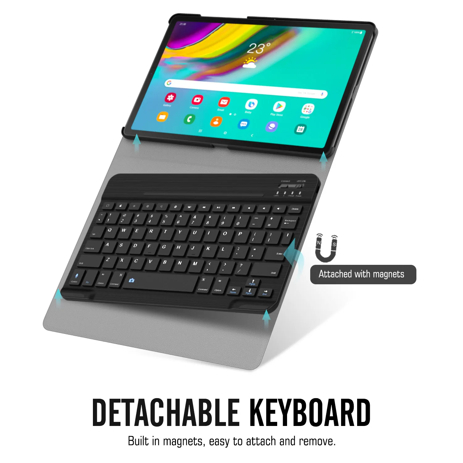 Чехол для клавиатуры MoKo для Samsung Galaxy Tab S5e, Премиум PU кожаный чехол-подставка с Съемная клавиатура Bluetooth чехол