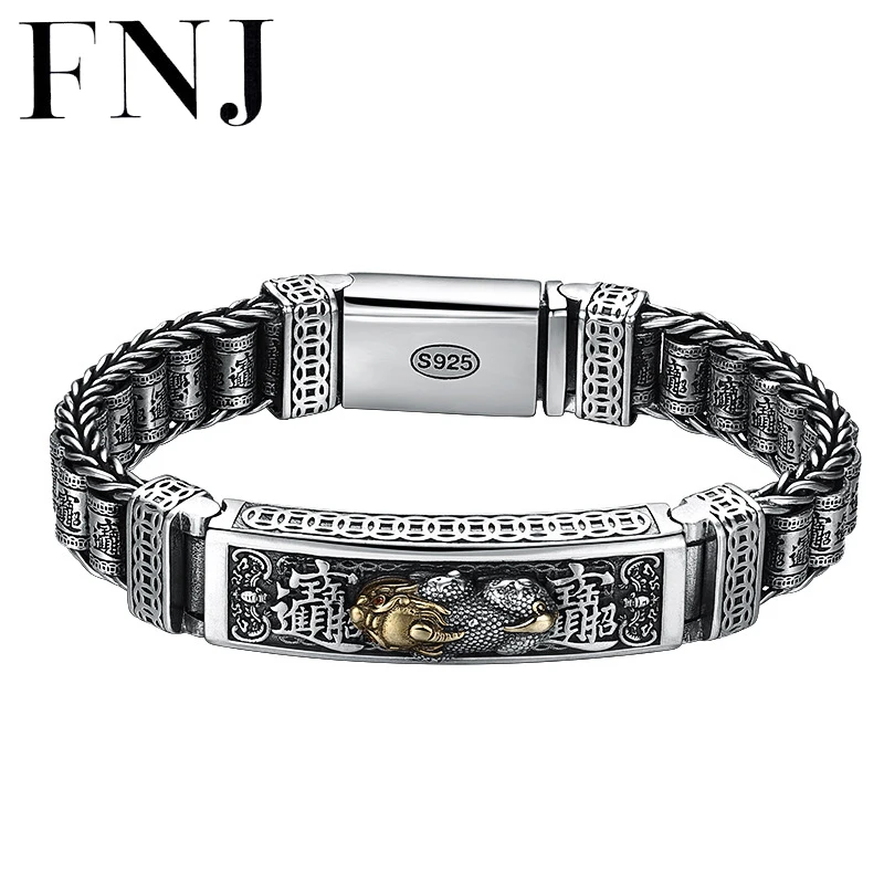 

Браслет FNJ из чистого серебра 925 пробы мужской, 18 см, 20 см