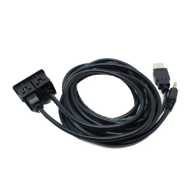 

1.5M Car Dash Flush Mount USB Port Panel 3.5mm AUX USB Extension Cable Adapter