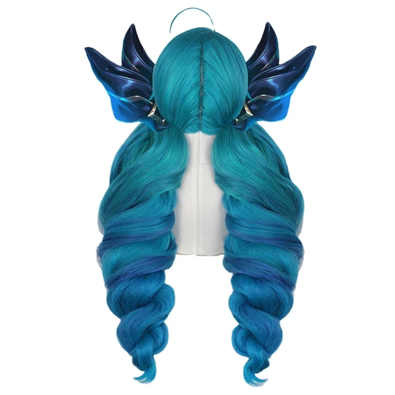 

LoL Gwen Cosplay Wig LoL Cosplay Gradient Blue Long Ponytails Game Wig Shoes Halloween Synthetic Hair Heat Resistant