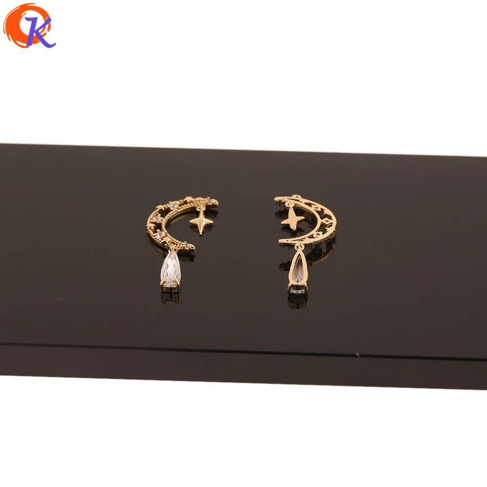 

Cordial Design 10Pcs 14*37MM Jewelry Accessories/DIY Making/Genuine Gold Plating/Moon Shape/Hand Made/Earring Findings/CZ Charms
