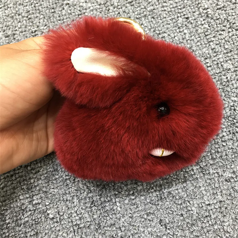 Хорошая цена Кролик Мех животных кролик брелок для связки ключей сумка подвеска с помпоном женский подарок llaveros для подарка СР