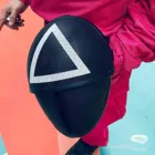 ТВ игра кальмар черная маска косплей круглая шесть квадратных круглая треугольная пластиковая маска аксессуары для вечерние