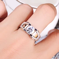 sterling silver color mens ring luxury invisible setting natural diamond jewelry hiphoprock silver 925 jewelry wide ring men
