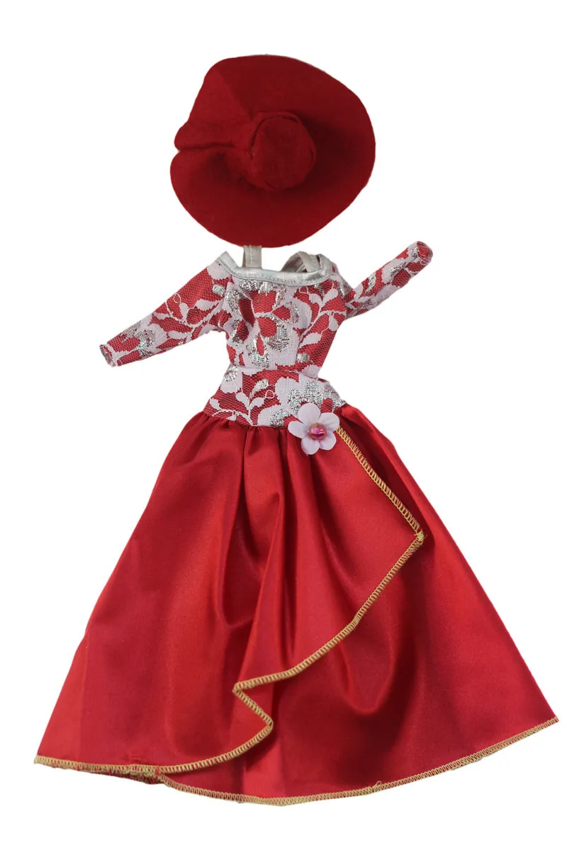 

Retro European Red Long Dress Outfit Suit Sets for Barbie BJD FR SD Doll Clothes Role Play Accessories Toys for Girl