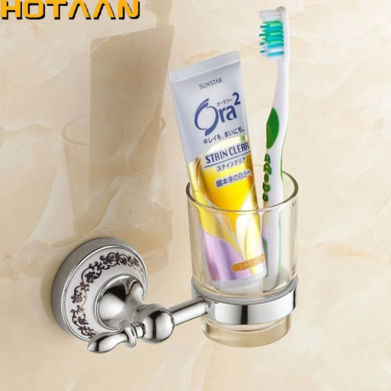 Настенный Аксессуары для ванной комнаты Серебряные тонкие Стекло чашка