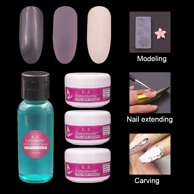 Kit04 Acrylic Kit Расширение акриловый порошок Dip порошок система набор акриловый жидкий полимер поли гель строитель/резьба кристалл ногтей комплект розовый фиолетовый - Цвет: Kit04 Acrylic Kit