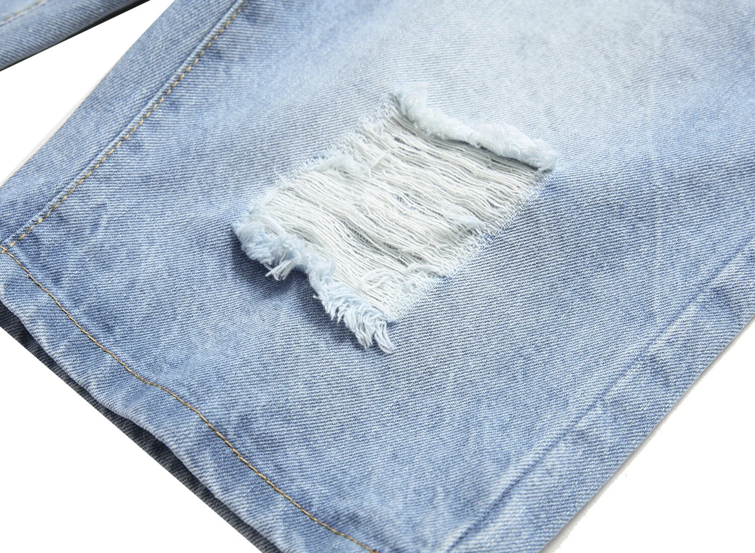 Летние модные мужские рваные короткие джинсы синие брюки до колена известная