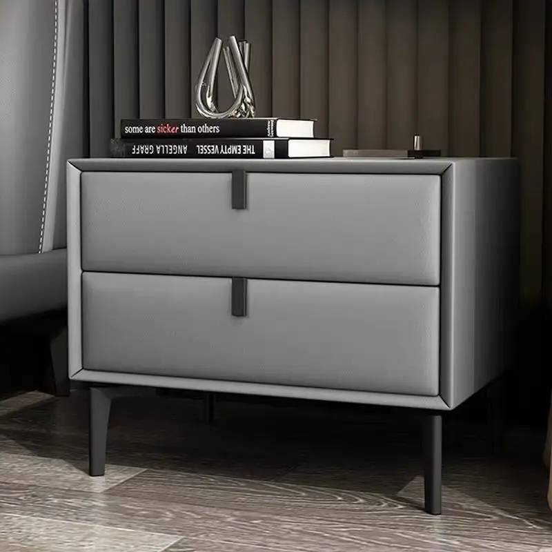 

Bedside cabinet simple leather bedroom full solid wood pine wood to accept very simple leather small size
