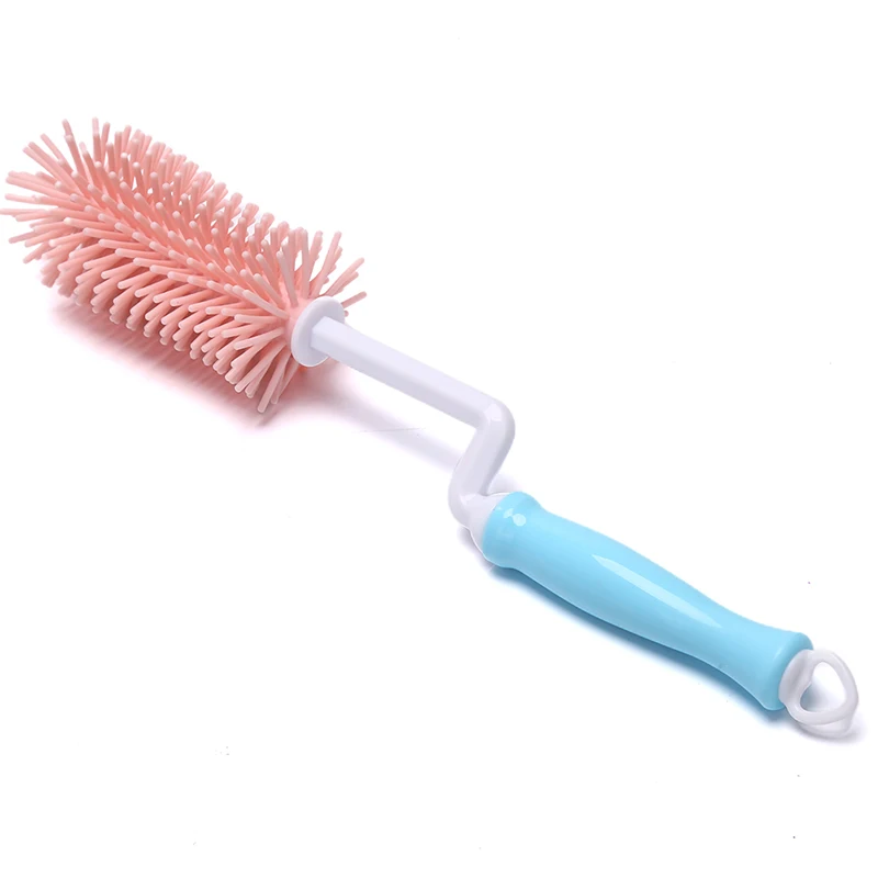 

360 Degree Rotation Silicone Bottle Brush Baby Pacifier Cup Nipple Cleaning Brush Handheld Soft Head Food Bottle Pacifier Brush