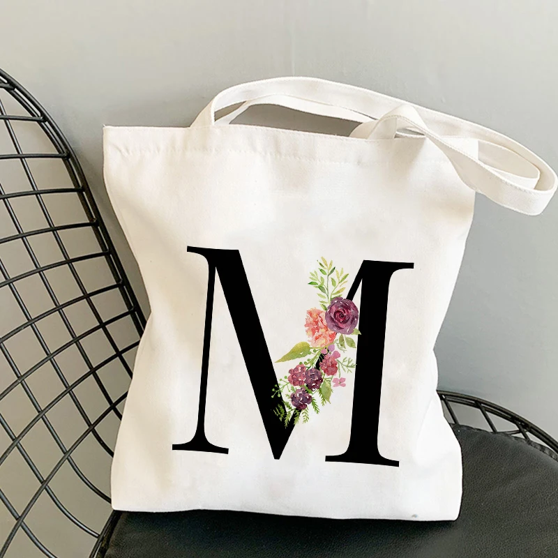 

Eco Canvas Tote Bag Travel Woman Shopper Handbag Letter Print Female Shoulder Bags Reusable Beach sac shopping for Ladies 2021