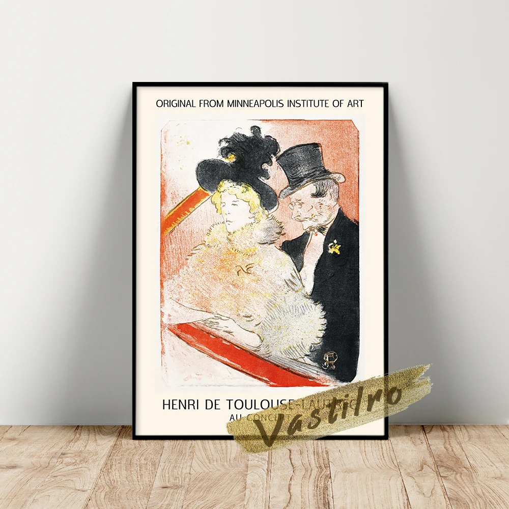 

Henri De Toulouseâ€“Lautrec Exhibition Poster, At The Concert Wall Painting, Vintage Portrait Picture, Art Nouveau Figure Prints