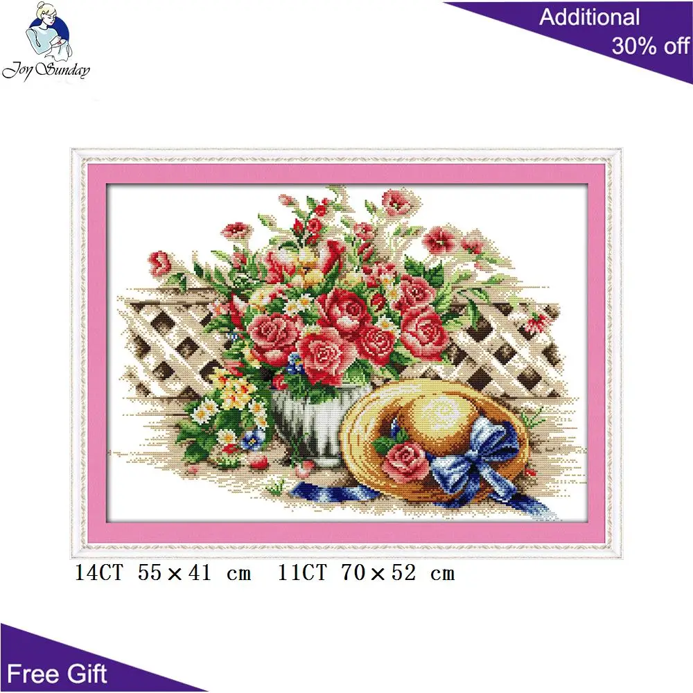 Шляпа с вышитыми цветами J122 вышитая шляпка подсчетом и штамповкой Набор для