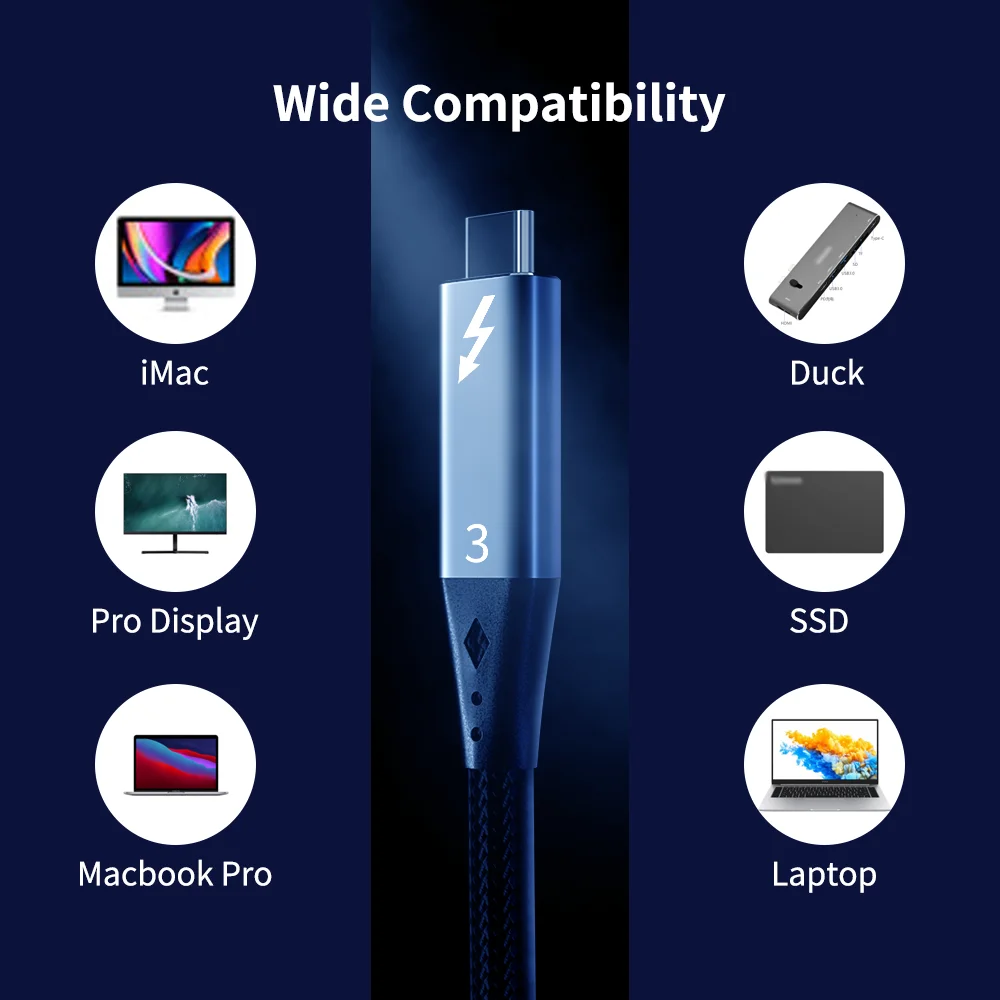 thunderbolt 3 cable 1 5m 40gbps pd 100w usb4 thunderbolt 3 male cable 5k or dual 4k type c to type c cable for macbook pro free global shipping