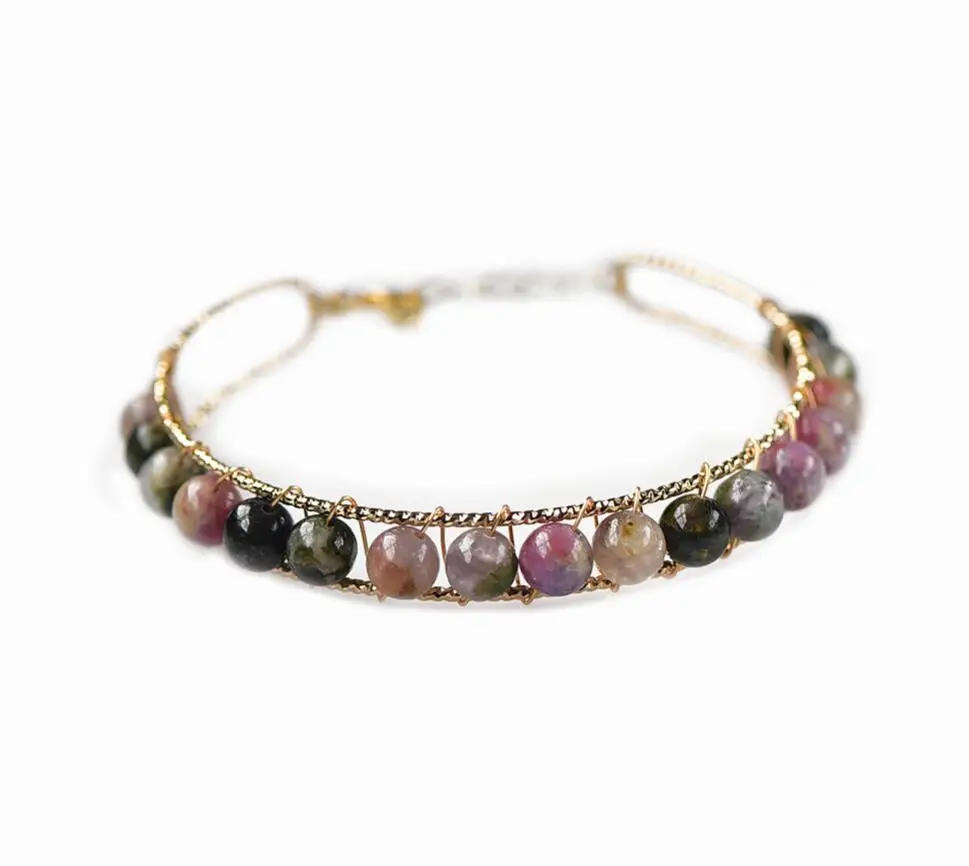 

Natural Colored Tourmaline 14K Gold-Covered Women's Bracelet