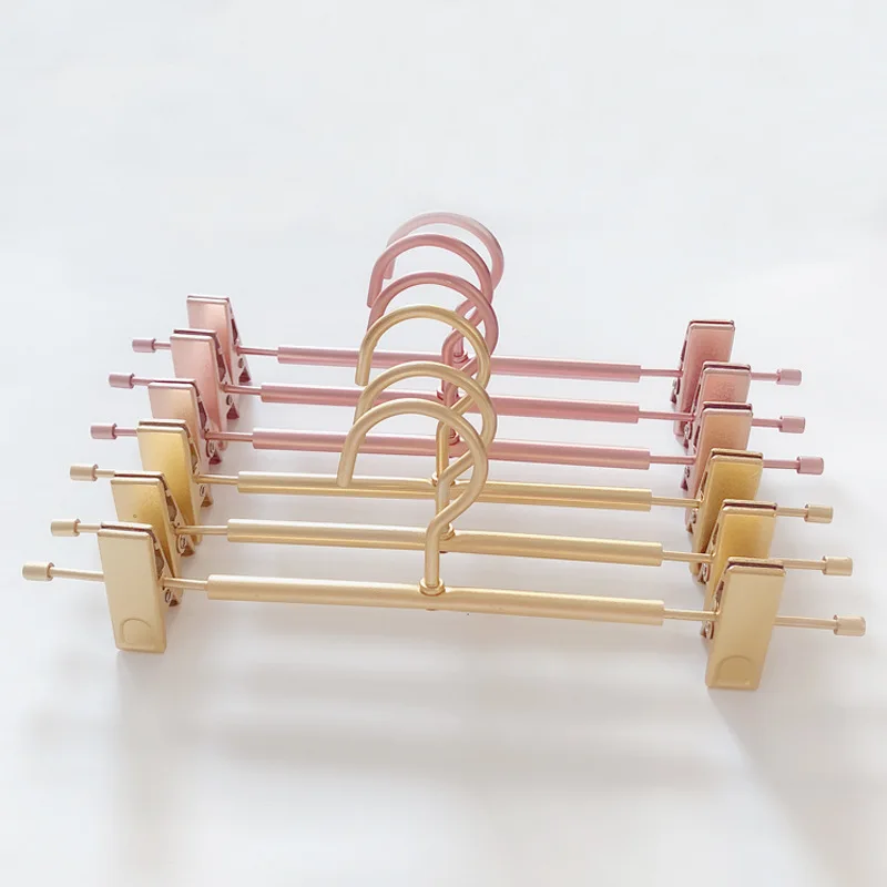 

5/10PCS Rose Gold/Golden Aluminum Duty Pants Skirt Slack Hangers Hanger with Clips Rack Swivel Hook Hanger with Clip
